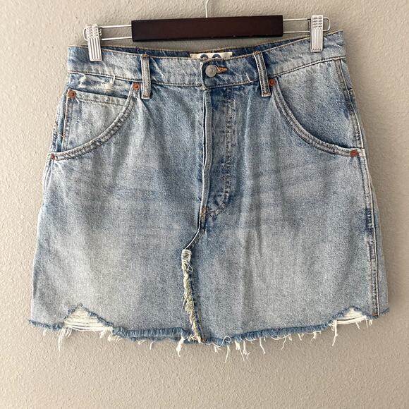 We The Free Distressed Denim Jean Skirt - 30 - Picture 2 of 11